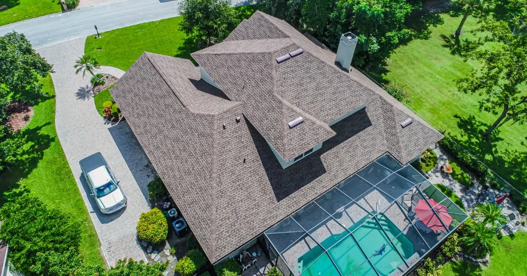 Stronghold Roofing completed this brown shingle roof on a two-story home in Tampa, FL.