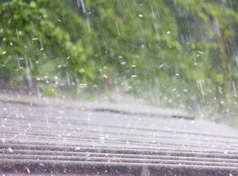 Hail roof damage during a hurricane