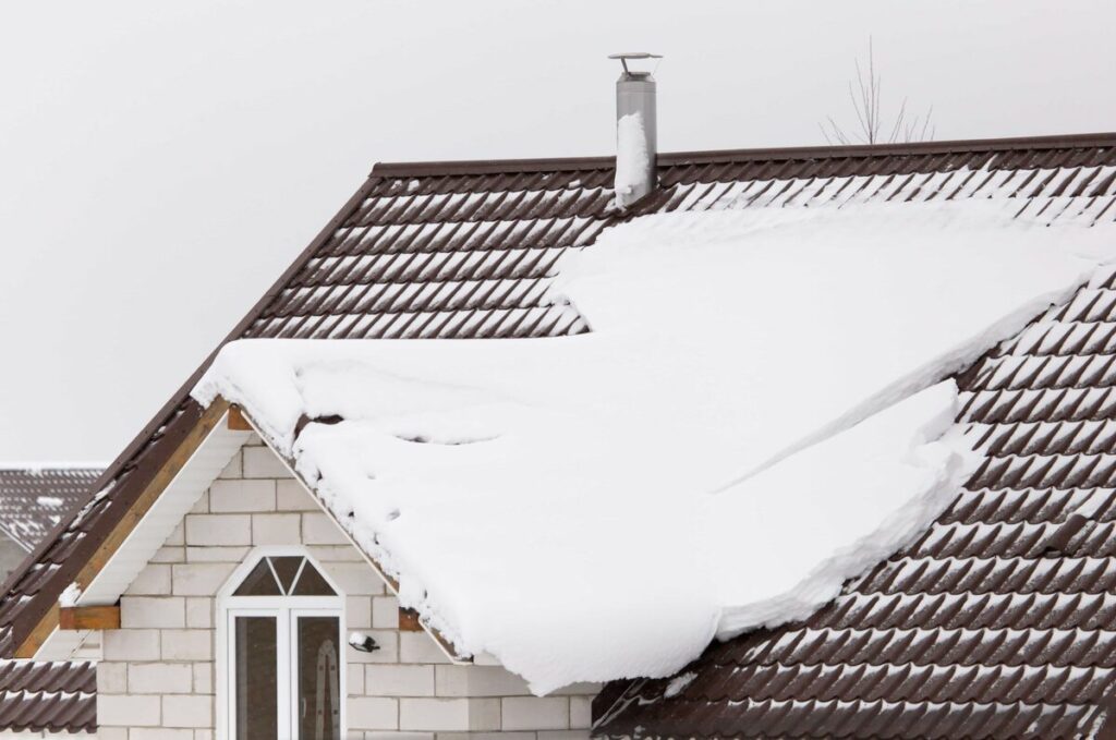 Florida roof with snow in winter