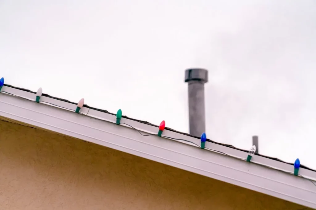 Colorful lights on a Lakeland roof 