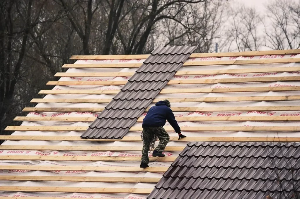 Roofer installing tile roofs in Florida