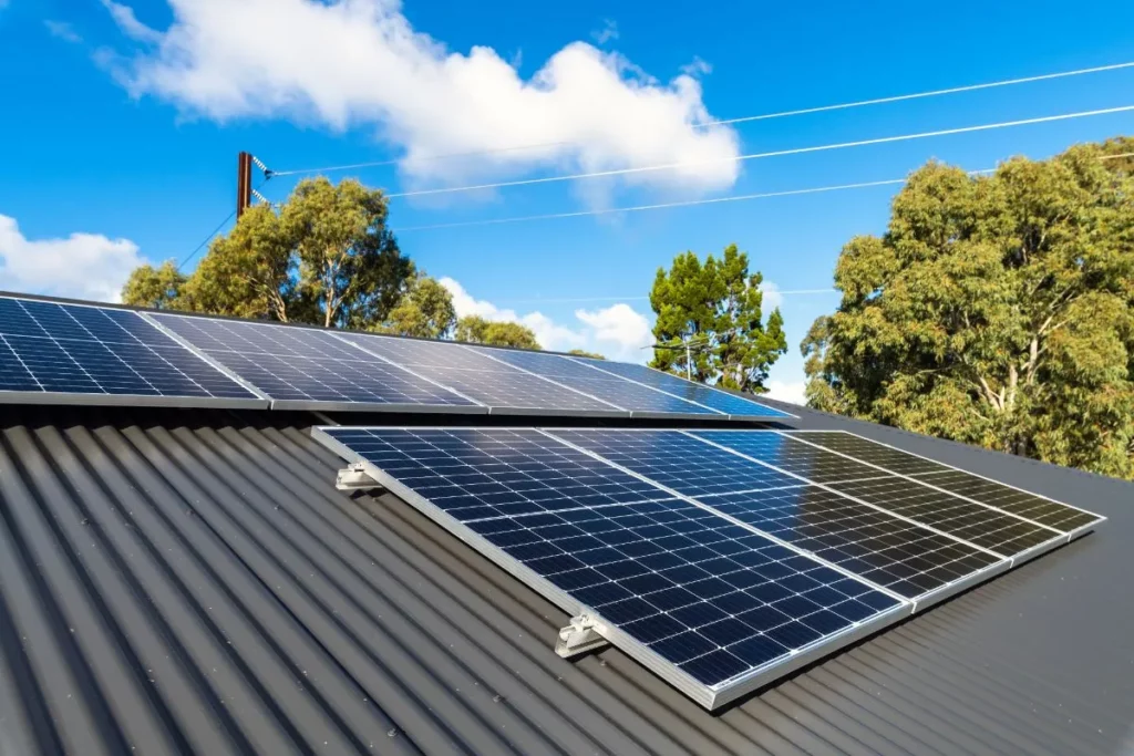 Installed solar panels on Florida metal roof