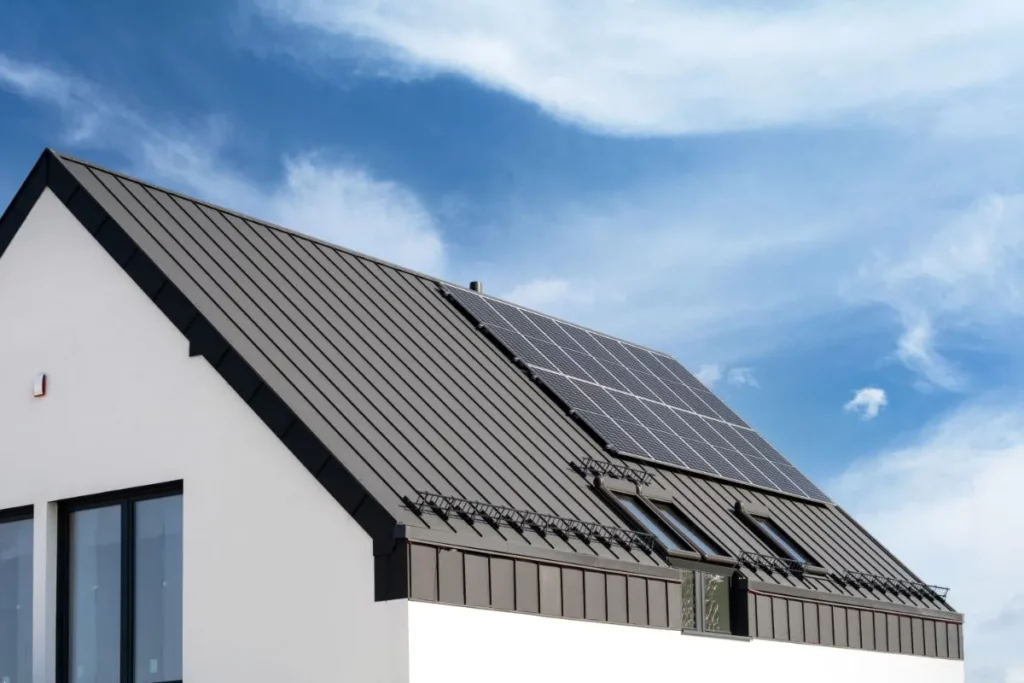 Solar panels on metal roof in Florida