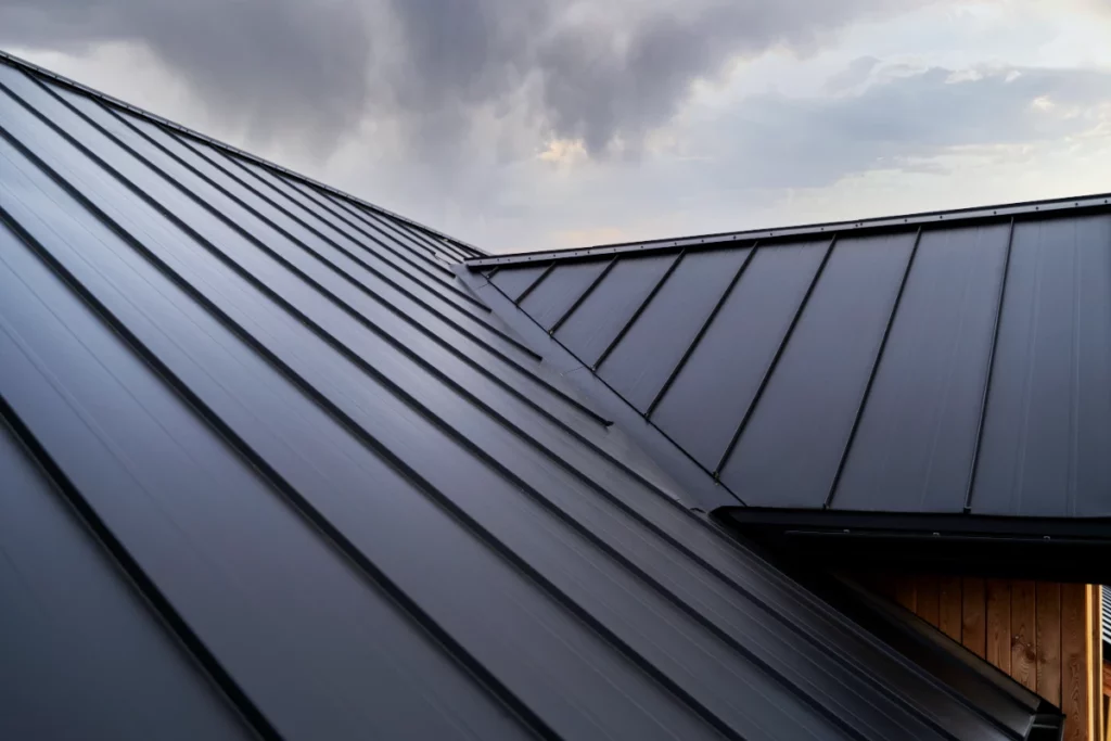 low angle modern house with metal roof