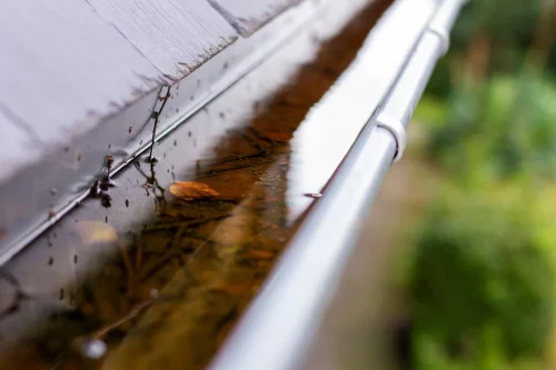 Water blockage in clogged gutters